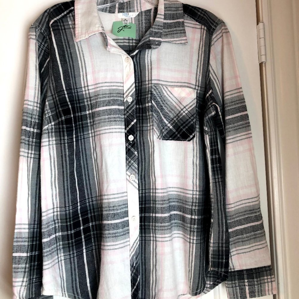 Gray and White Shimmer Button Up